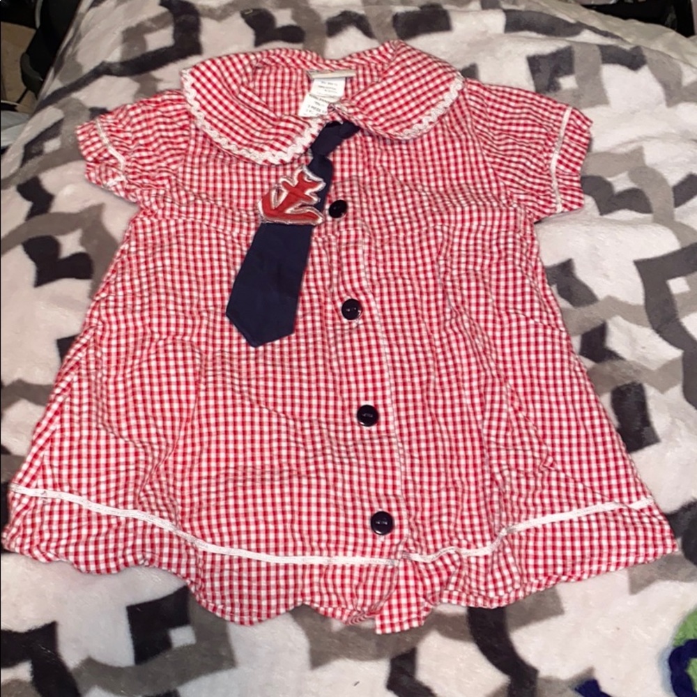 B.t. Kids red checkered nautical anchor tie dress